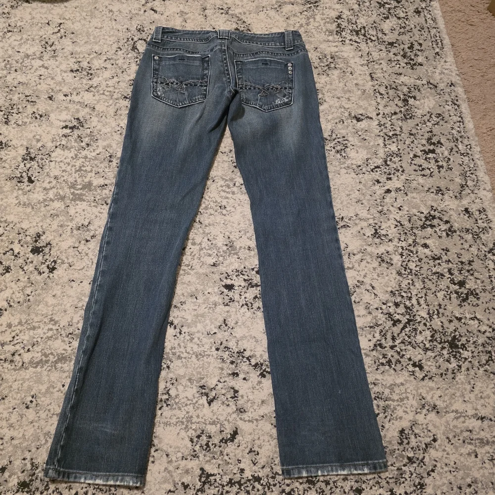 Miss Me Y2K Lowrise Bootcut Denim Womens Size 28 Distressed